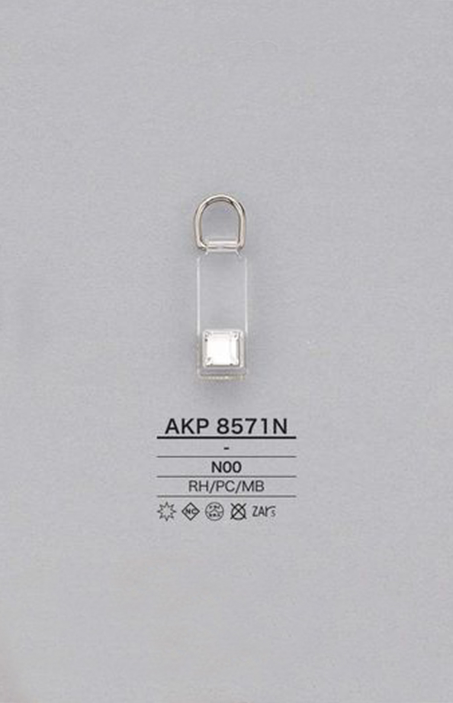 AKP8571N Rhinestone Polycarbonate Zipper Point (Pull Tab) IRIS