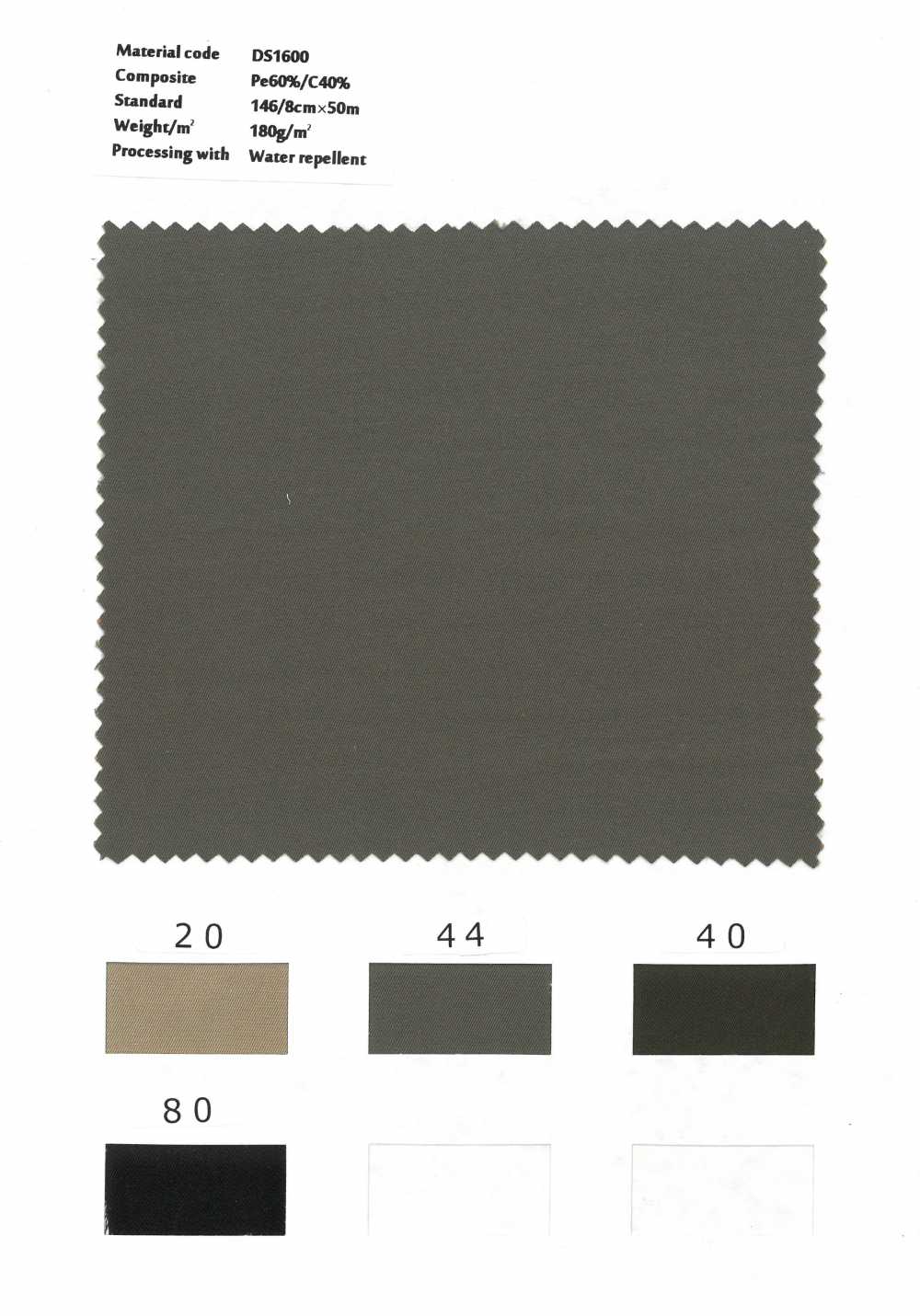 DS1600 Polyester Cotton Yarn Dyed Gabardine Water Repellent Finish[Textile / Fabric] Styletex