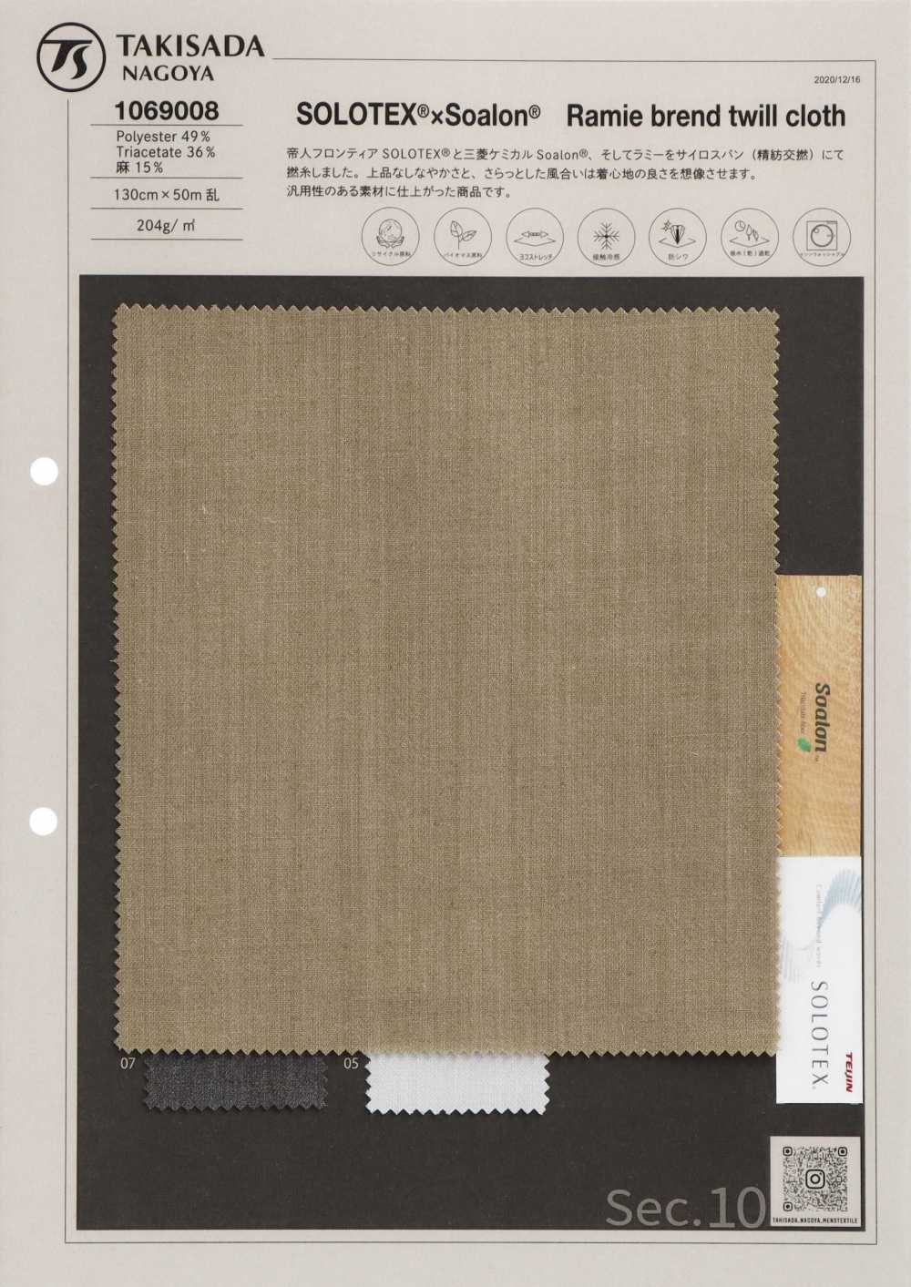 1069008 Soalon Triacetate Linen MIX SOLOTEX Stretch Twill[Textile / Fabric] Takisada Nagoya