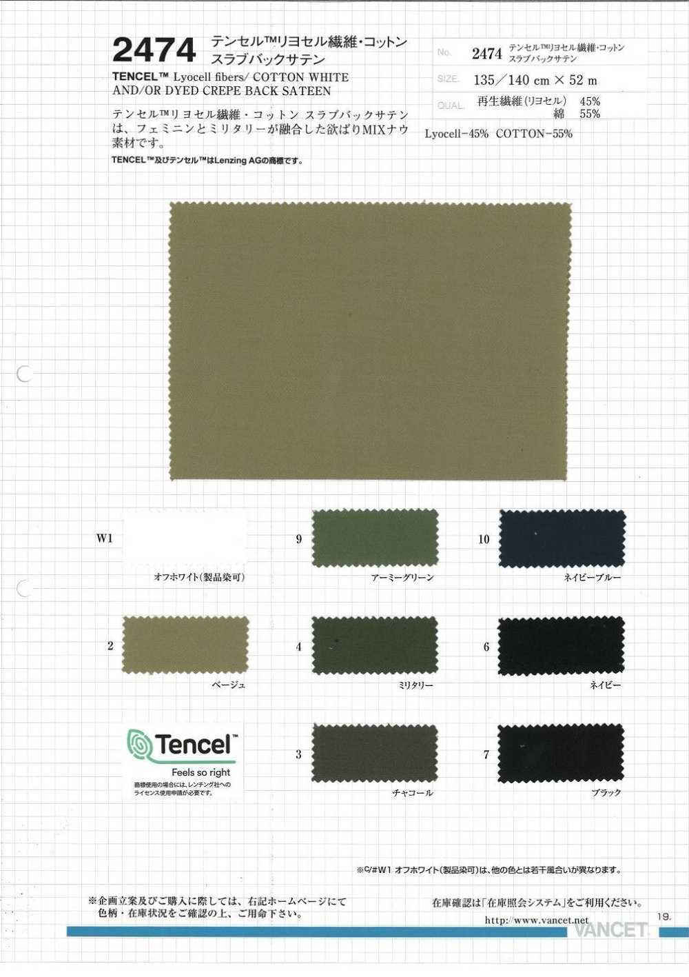 2474 TENCEL / COTTON Slabback Satin[Textile / Fabric] VANCET