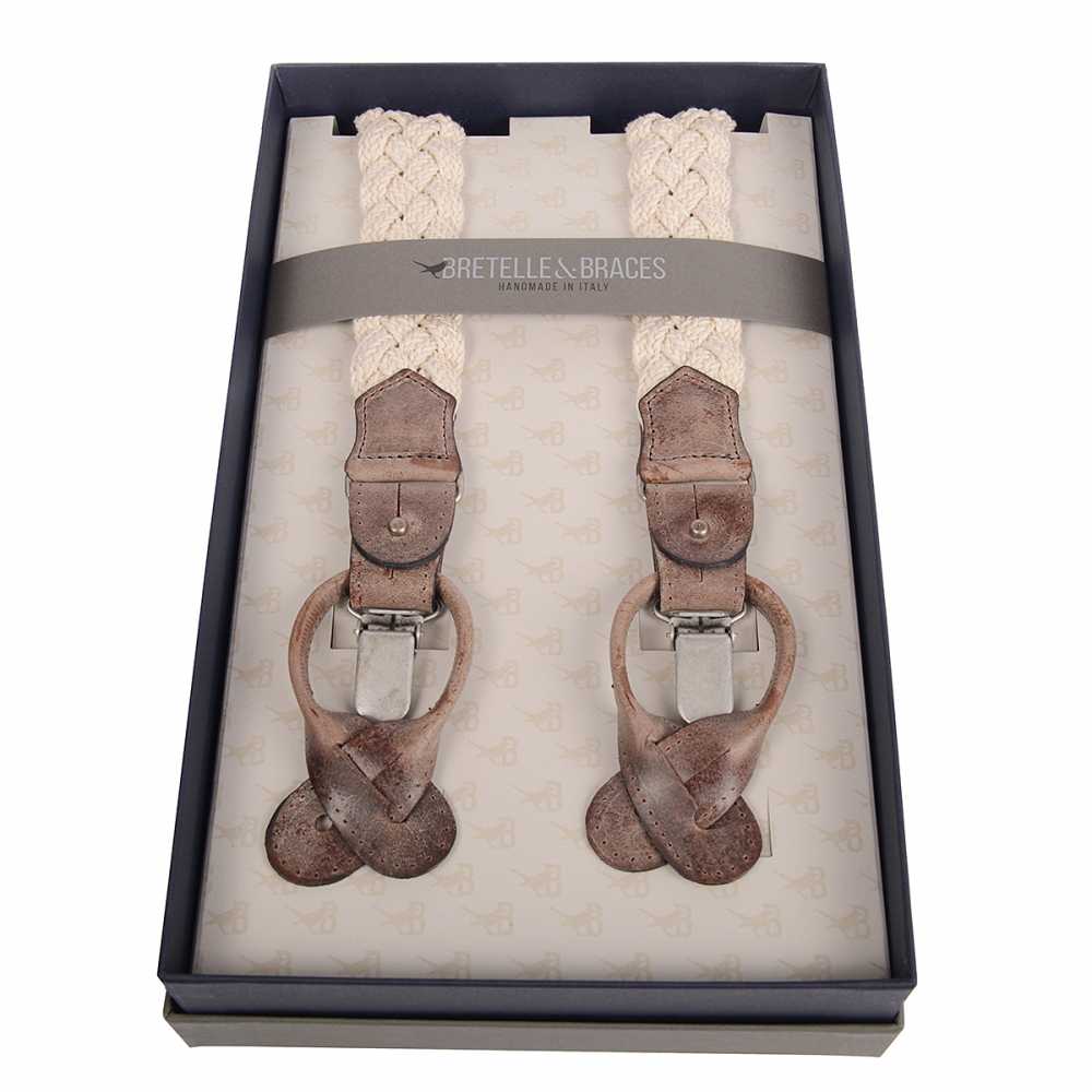 VAR-200-2 BRETELLE &amp; BRACES Mesh Braid Suspenders Beige[Formal Accessories] Bretelle &amp; Braces