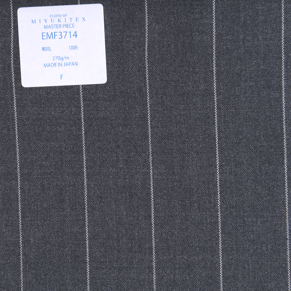 EMF3714 Masterpiece Collection Savile Row Yarn Count Series Wide Striped Gray[Textile] Miyuki Keori (Miyuki)