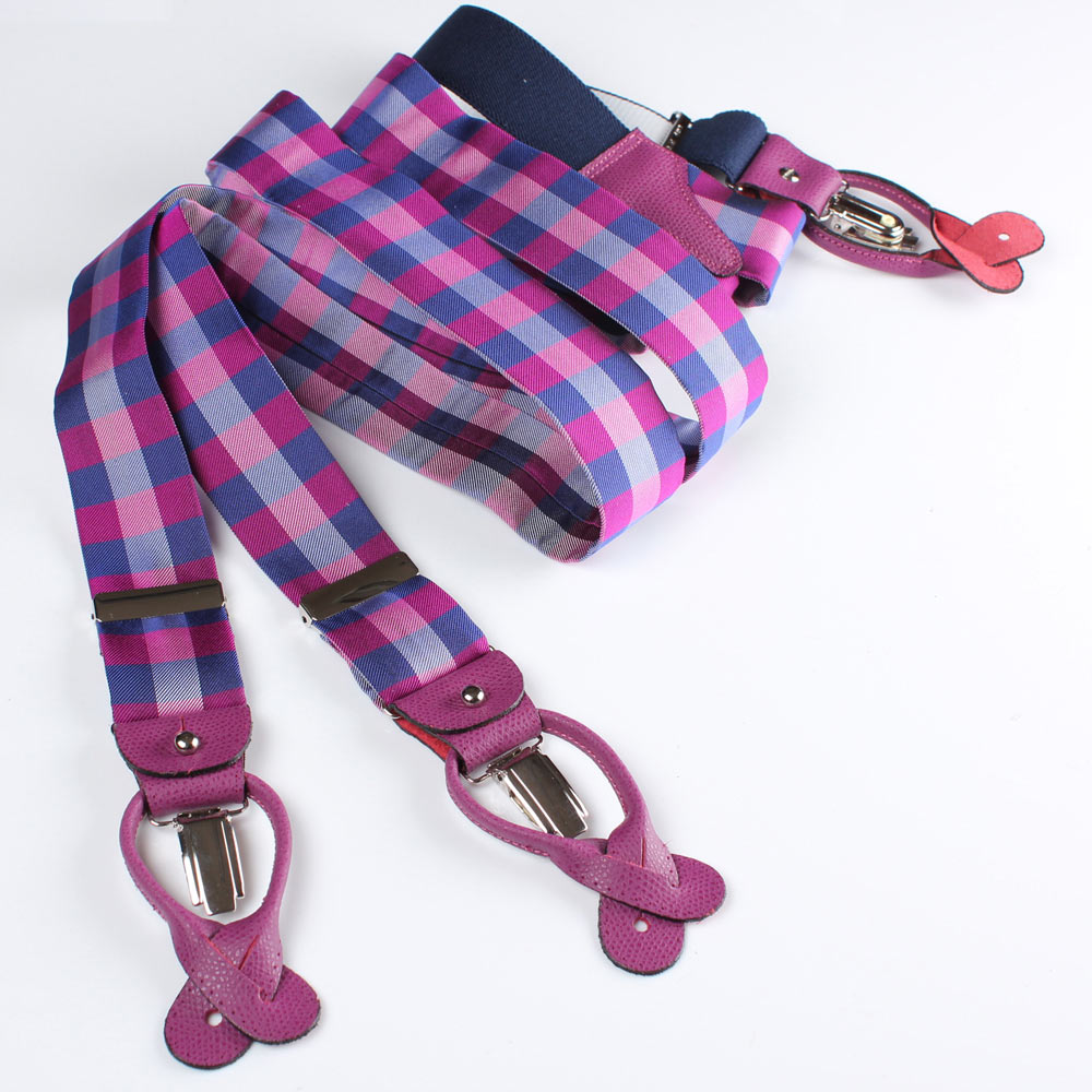 VAR-092 BRETELLE &amp; BRACES Suspenders Block Check Purple[Formal Accessories] Bretelle &amp; Braces