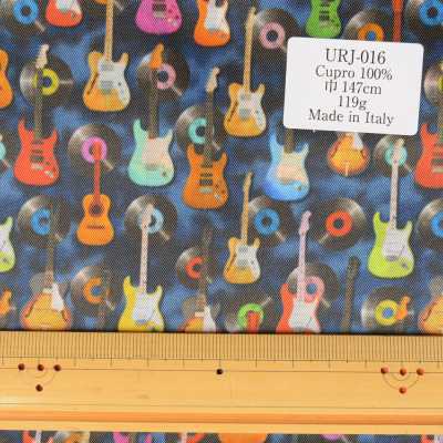 URJ-016 Made In Italy Cupra 100% Print Lining Guitar &amp; Record Pattern TCS Sub Photo