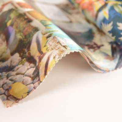 URJ-041 Made In Italy Cupra 100% Printed Lining A Landscape Pattern With A Tropical Atmosphere TCS Sub Photo