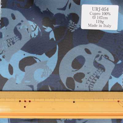 URJ-054 Made In Italy Cupra 100% Printed Lining Blue Skeleton Pattern TCS Sub Photo
