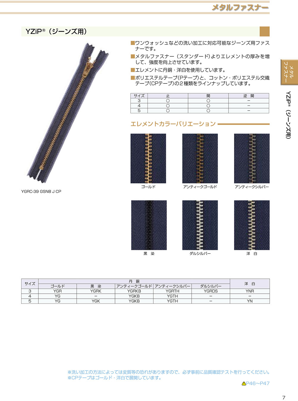 4YGC YZiP® Zipper (For Jeans) Size 4 Gold Closed YKK