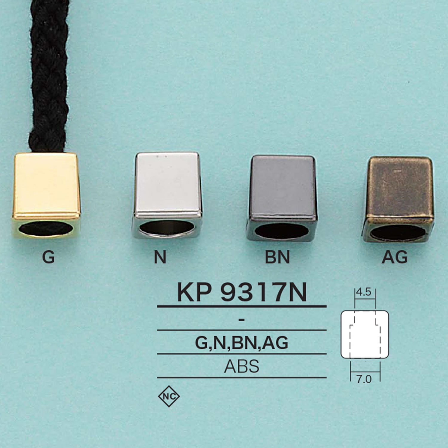 KP9317N Square Cord End(Plating)[Buckles And Ring] IRIS
