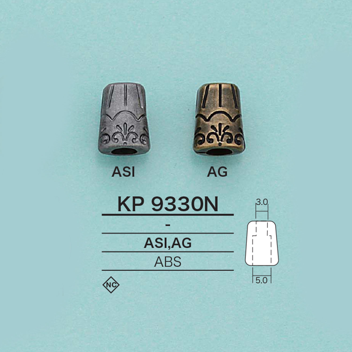 KP9330N Cylindrical Cord End[Buckles And Ring] IRIS