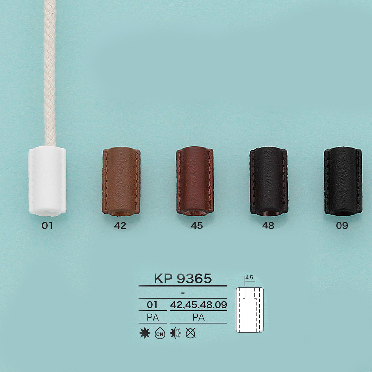 KP9365 Leather-like Cord End[Buckles And Ring] IRIS