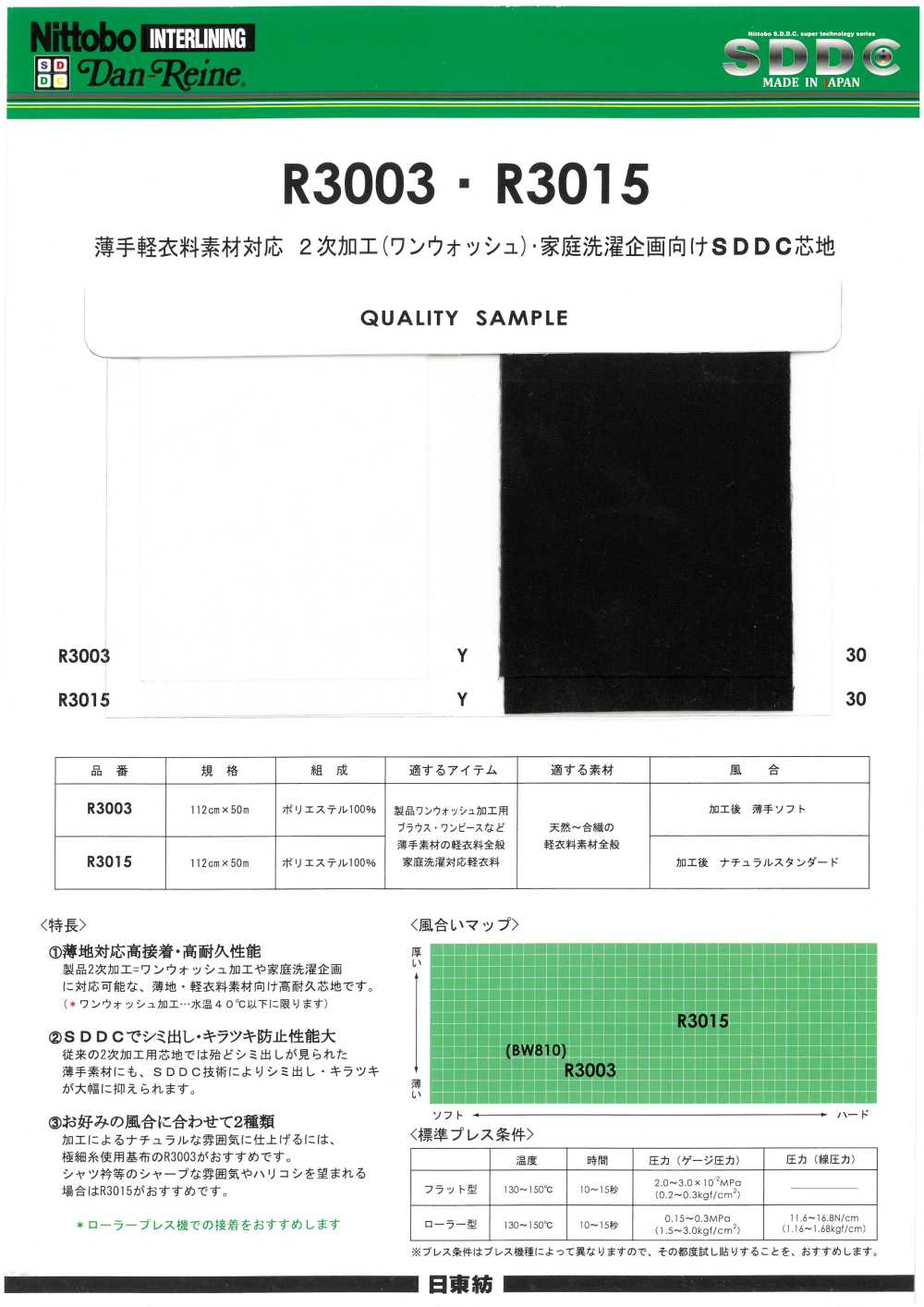 R3003 Danlaine Thin And Easy Clothing Material Compatible SDDC Interlining Natural Type 15D For Secondary  Nittobo