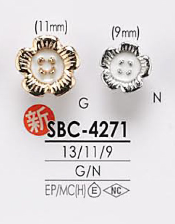 SBC4271 Flower Motif For Dyeing Metal Button IRIS