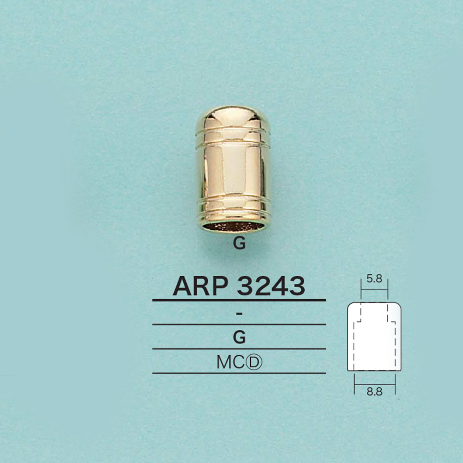 ARP3243 Cylindrical Cord End(Plating)[Buckles And Ring] IRIS
