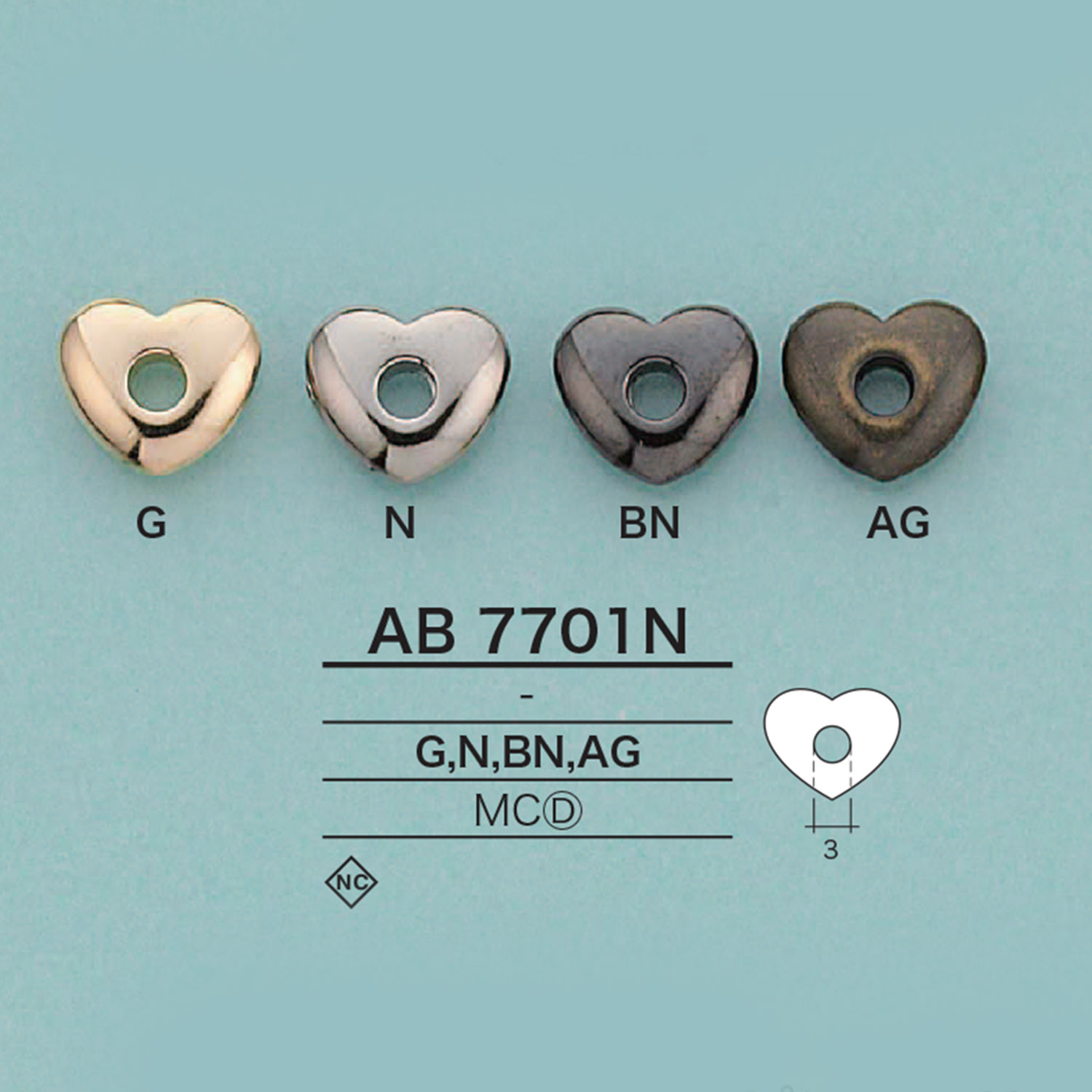 AB7701N Heart-shaped Cord End(Plated)[Buckles And Ring] IRIS