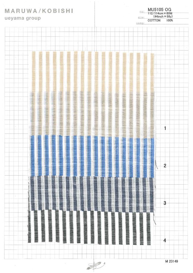 MU5105OG Slubbed Thread Stripe[Textile / Fabric] Ueyama Textile