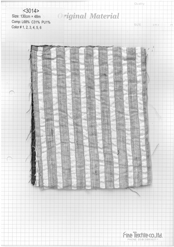 3014 Linen Cotton Striped Shirring[Textile / Fabric] Fine Textile