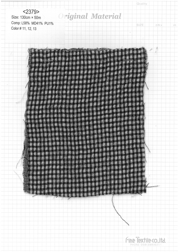 2379 Linen Modal Check Shirring[Textile / Fabric] Fine Textile