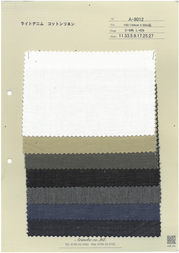 A-8012 Light Denim Cotton Linen[Textile / Fabric] ARINOBE CO., LTD.