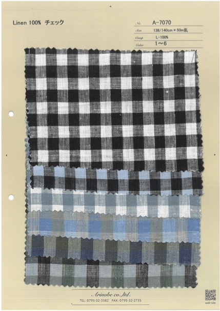 A-7070 Linen 100% Checked[Textile / Fabric] ARINOBE CO., LTD.