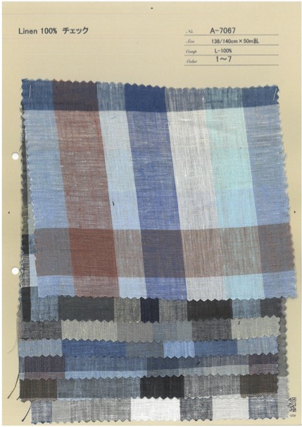 A-7067 Linen 100% Checked[Textile / Fabric] ARINOBE CO., LTD.