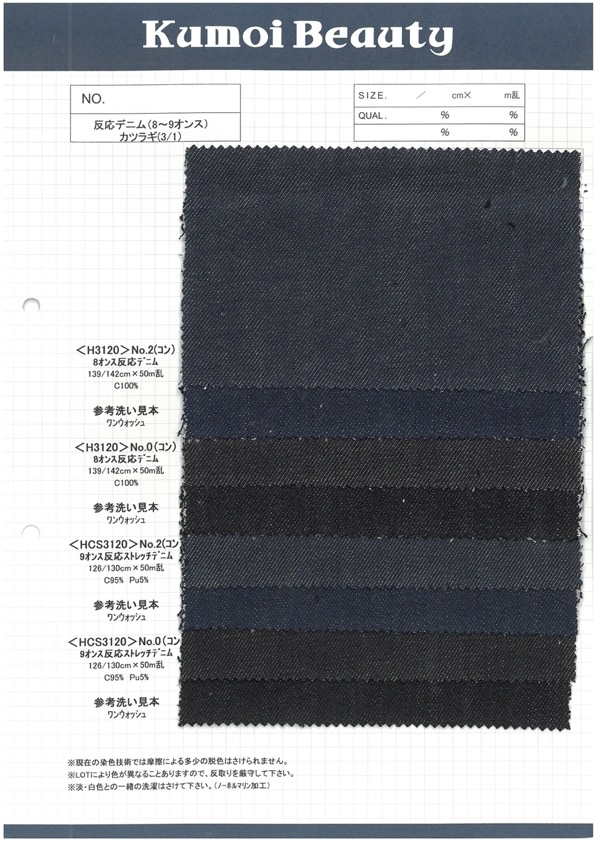 H3120 8 Oz Roll-appropriate Denim Drill(3/1)[Textile / Fabric] Kumoi Beauty (Chubu Velveteen Corduroy)