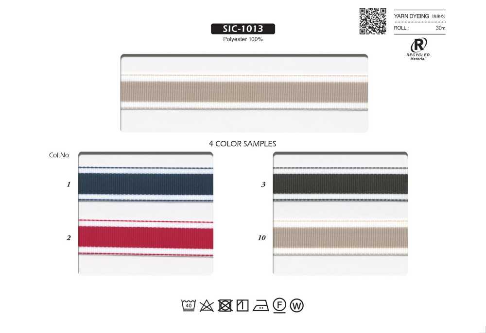 SIC-1013 Recycled Polyester Striped Grosgrain Ribbon[Ribbon Tape Cord] SHINDO(SIC)