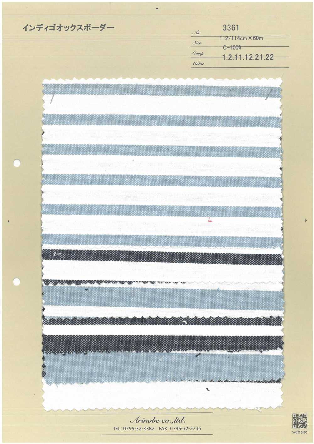 3361 Indigo Oxford Horizontal Stripes[Textile / Fabric] ARINOBE CO., LTD.