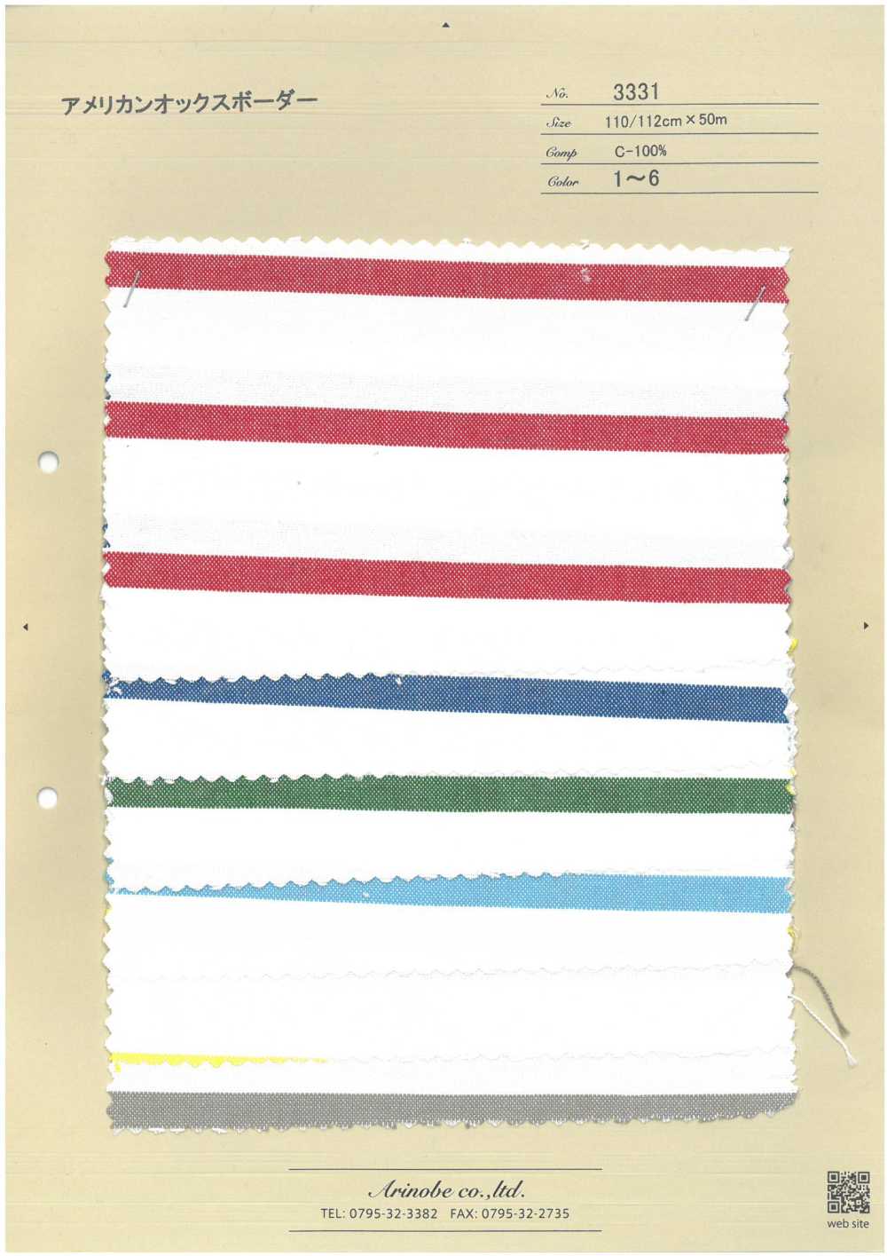 3331 American Oxford Horizontal Stripes[Textile / Fabric] ARINOBE CO., LTD.
