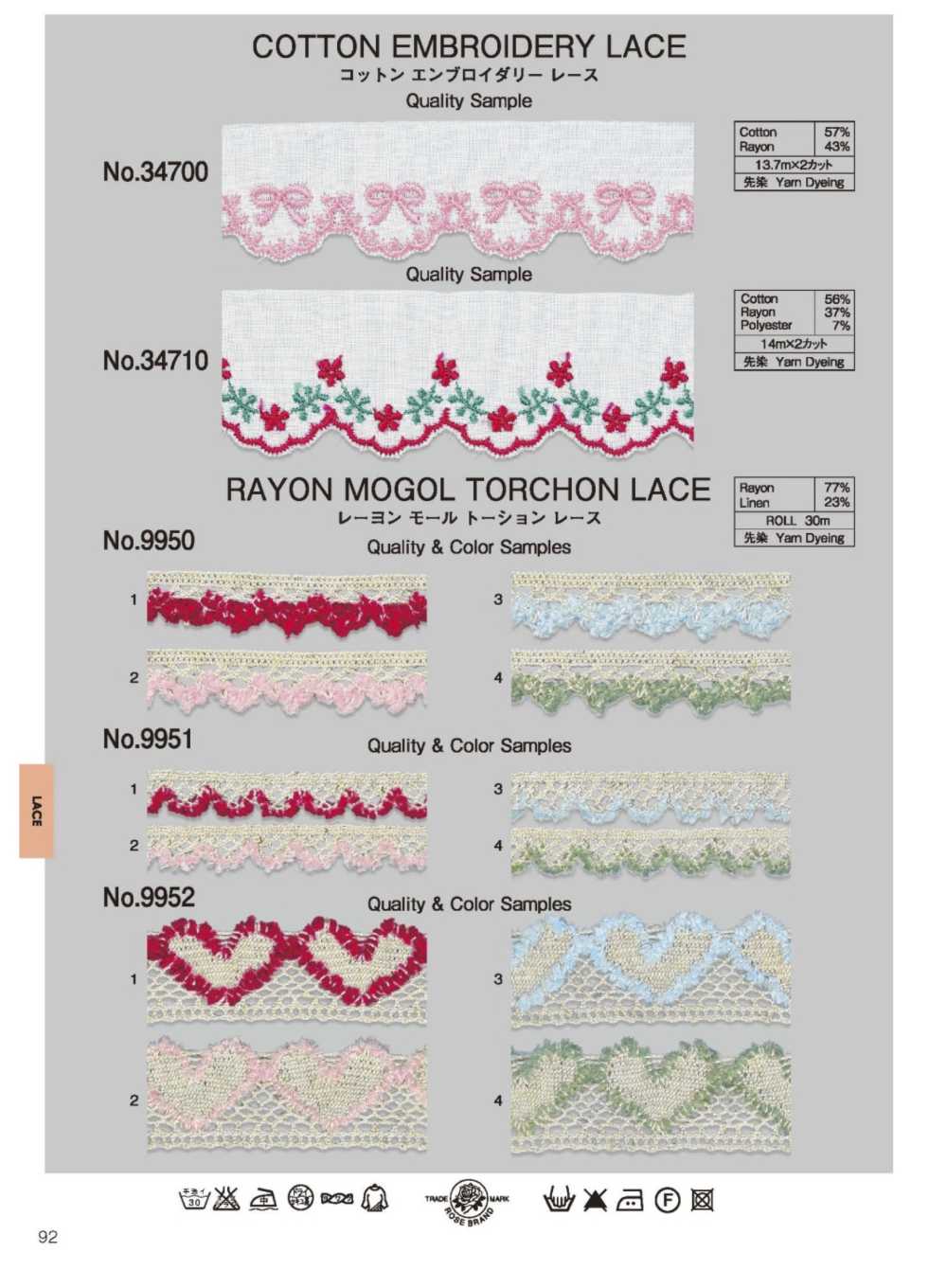 9950 Rayon Mole Torsion Lace ROSE BRAND (Marushin)