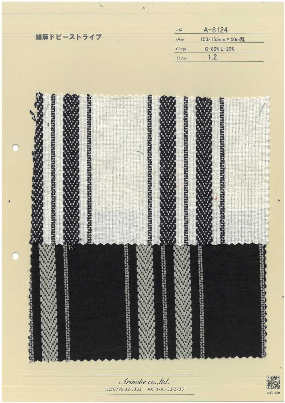 A-8124 Cotton Linen Dobby Stripe[Textile / Fabric] ARINOBE CO., LTD.