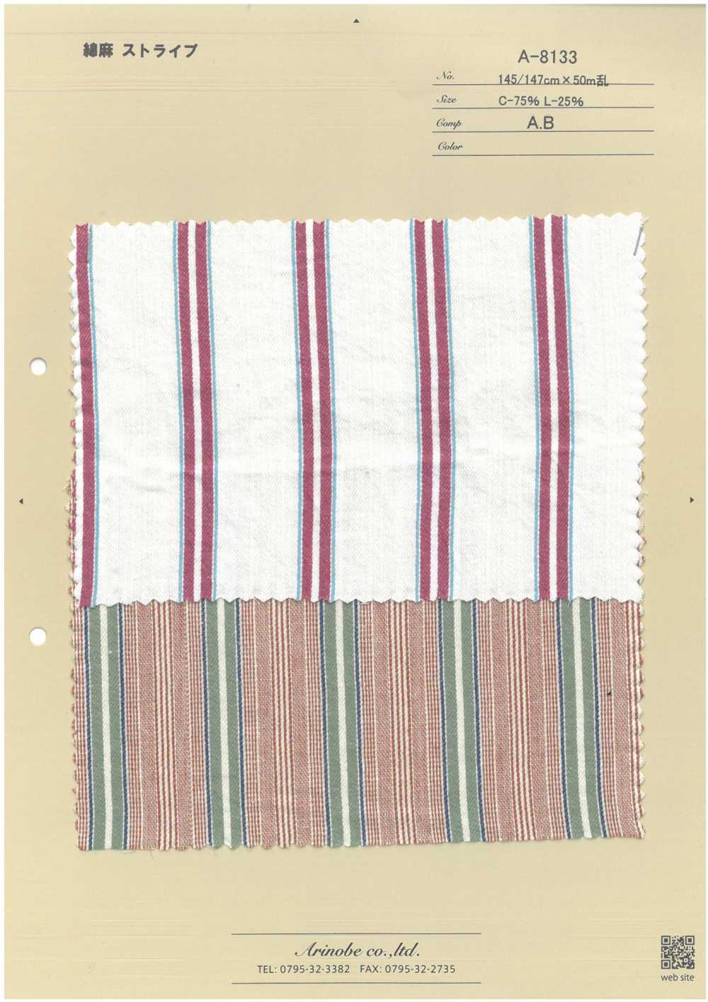 A-8133 Linen Stripes[Textile / Fabric] ARINOBE CO., LTD.