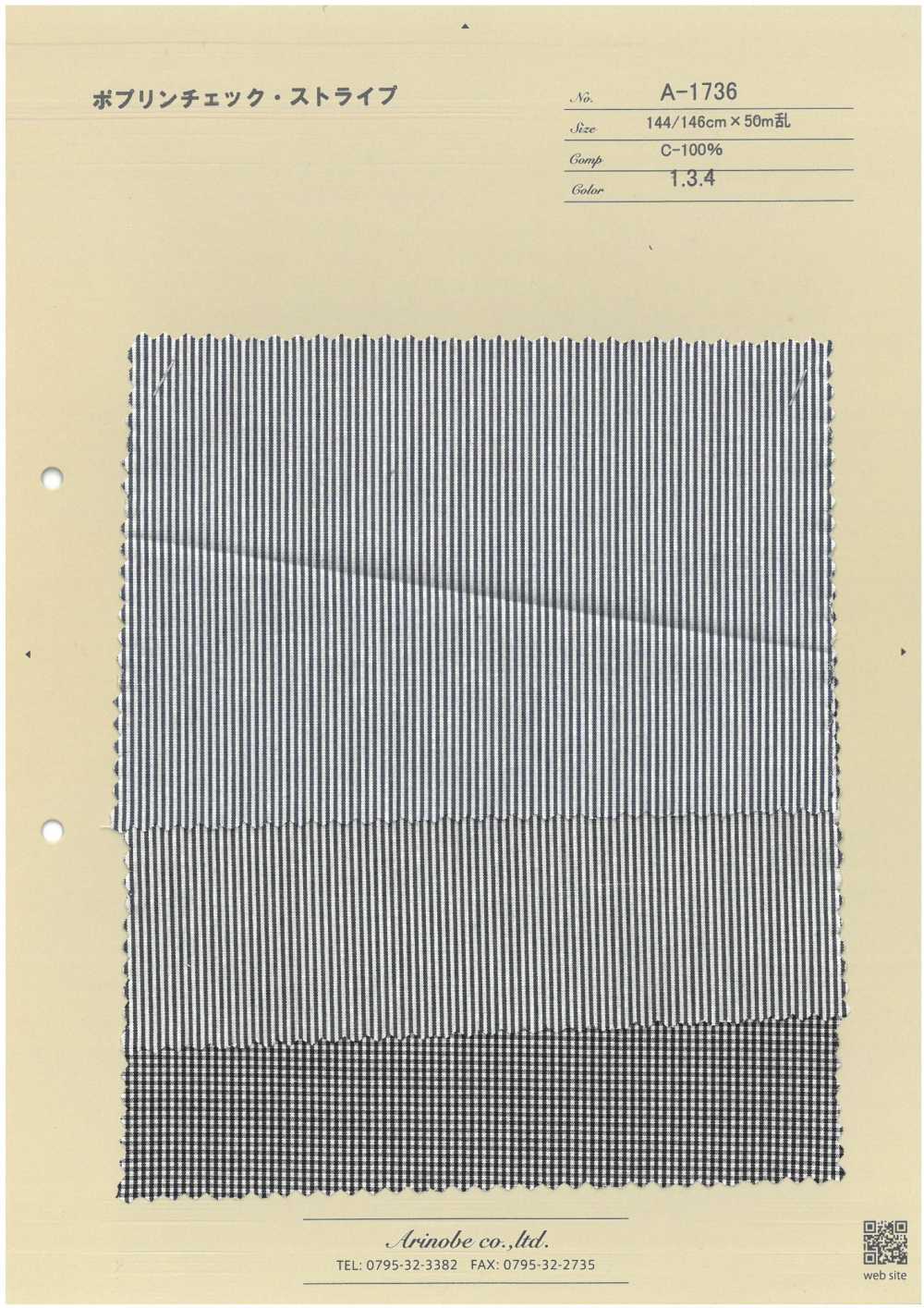 A-1736 Poplin Check Stripe[Textile / Fabric] ARINOBE CO., LTD.