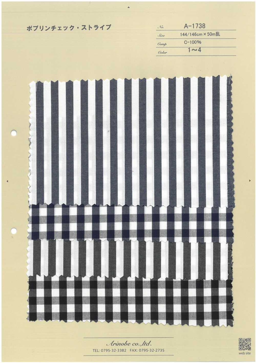 A-1738 Poplin Check Stripe[Textile / Fabric] ARINOBE CO., LTD.