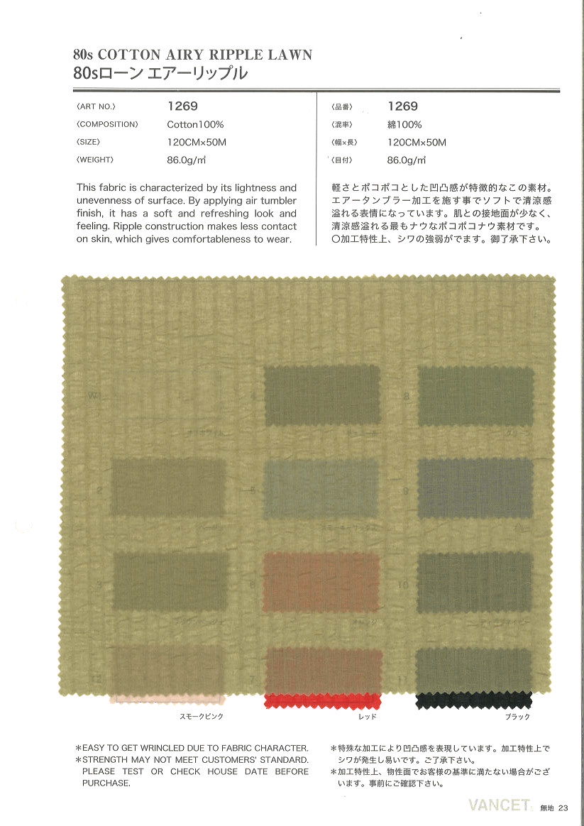 1269 80 Thread Lawn Air Ripple[Textile / Fabric] VANCET