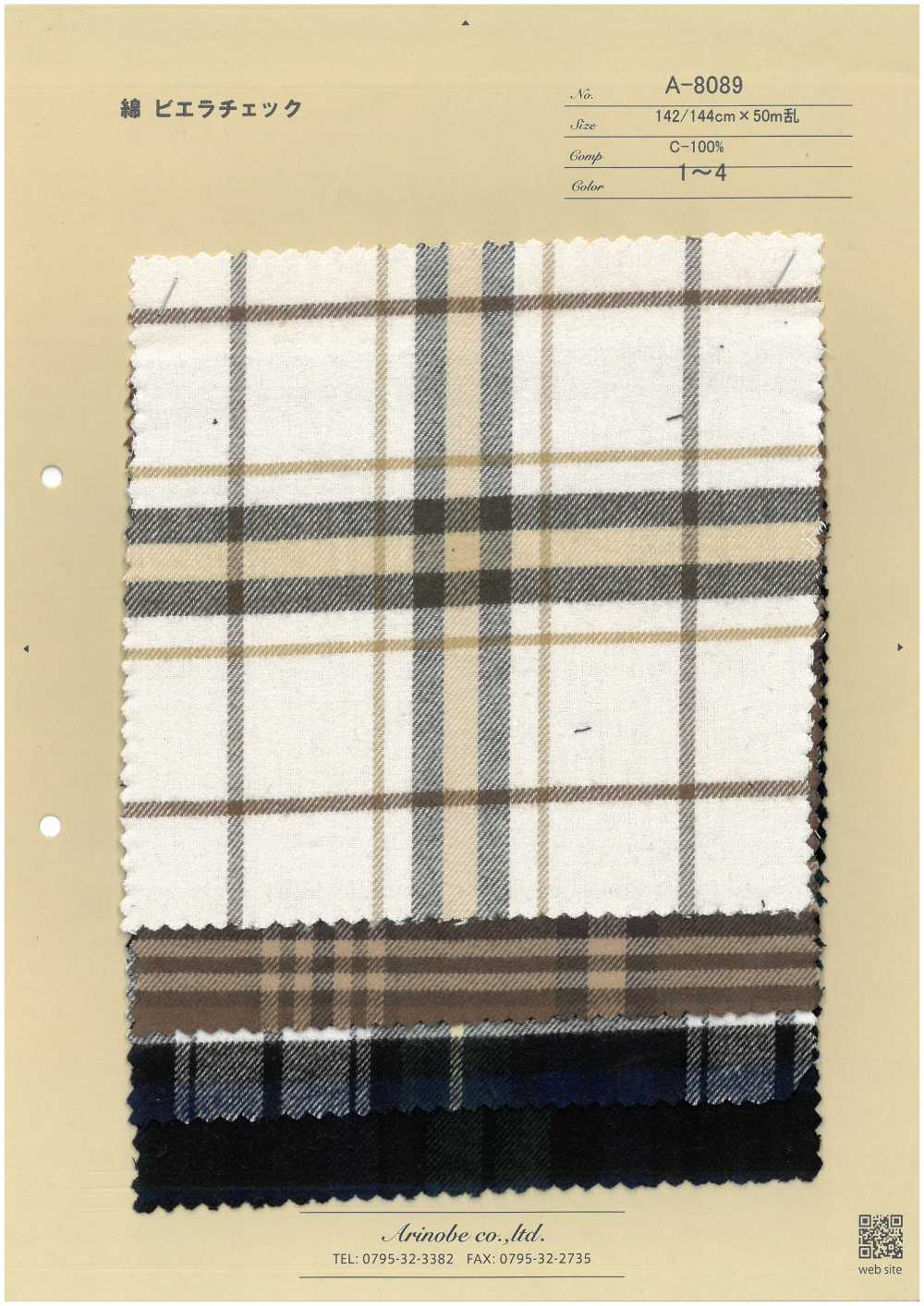 A-8089 Cotton Viyella Check[Textile / Fabric] ARINOBE CO., LTD.