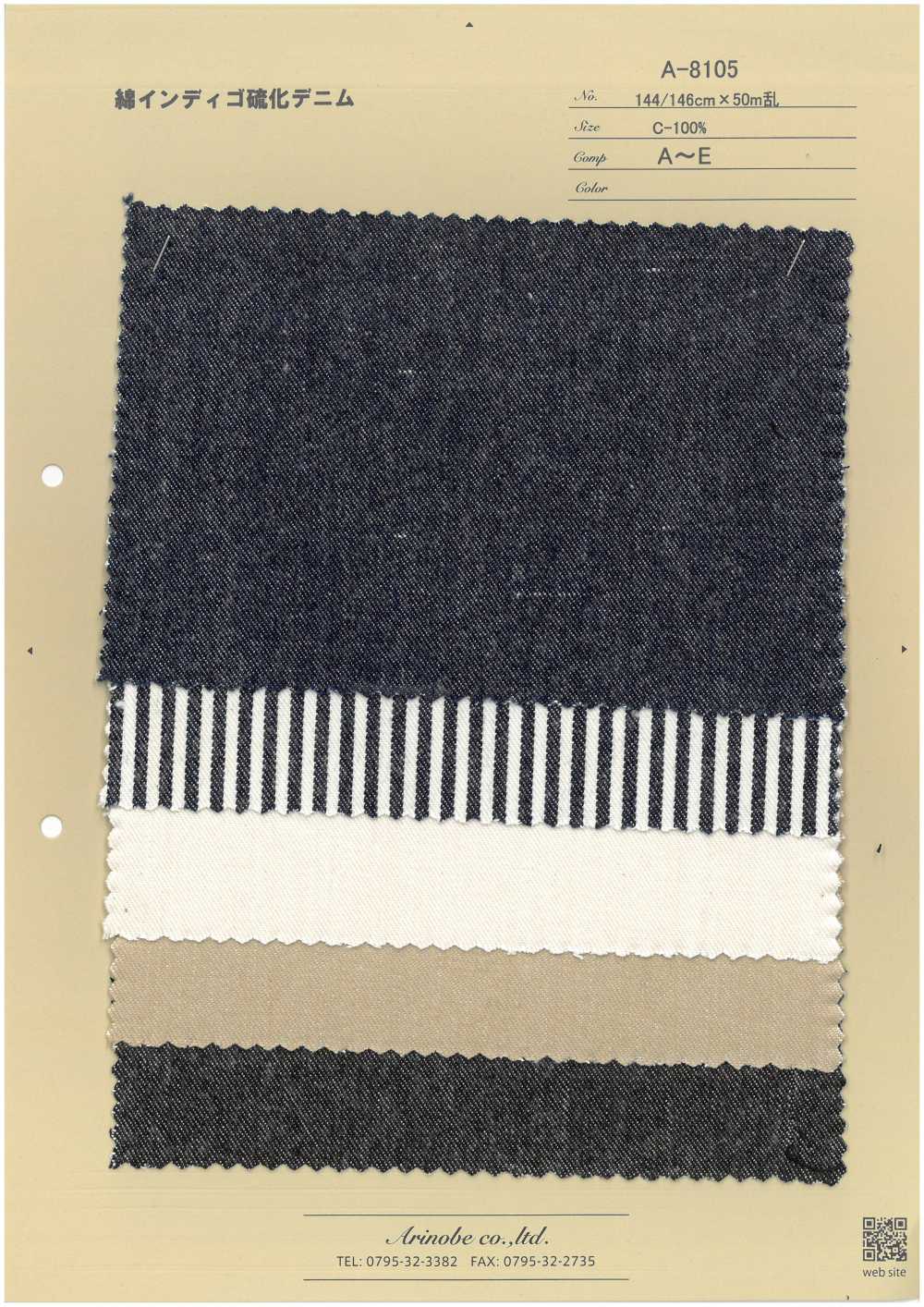 A-8105 Cotton Indigo Sulfide Denim[Textile / Fabric] ARINOBE CO., LTD.