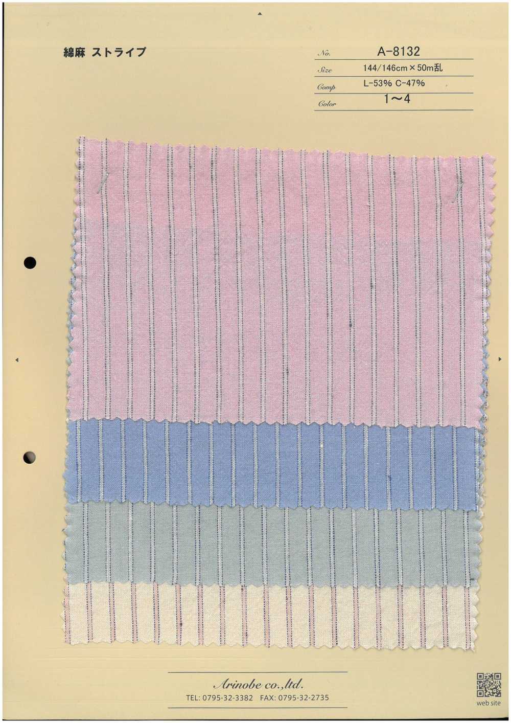A-8132 Linen Stripes[Textile / Fabric] ARINOBE CO., LTD.