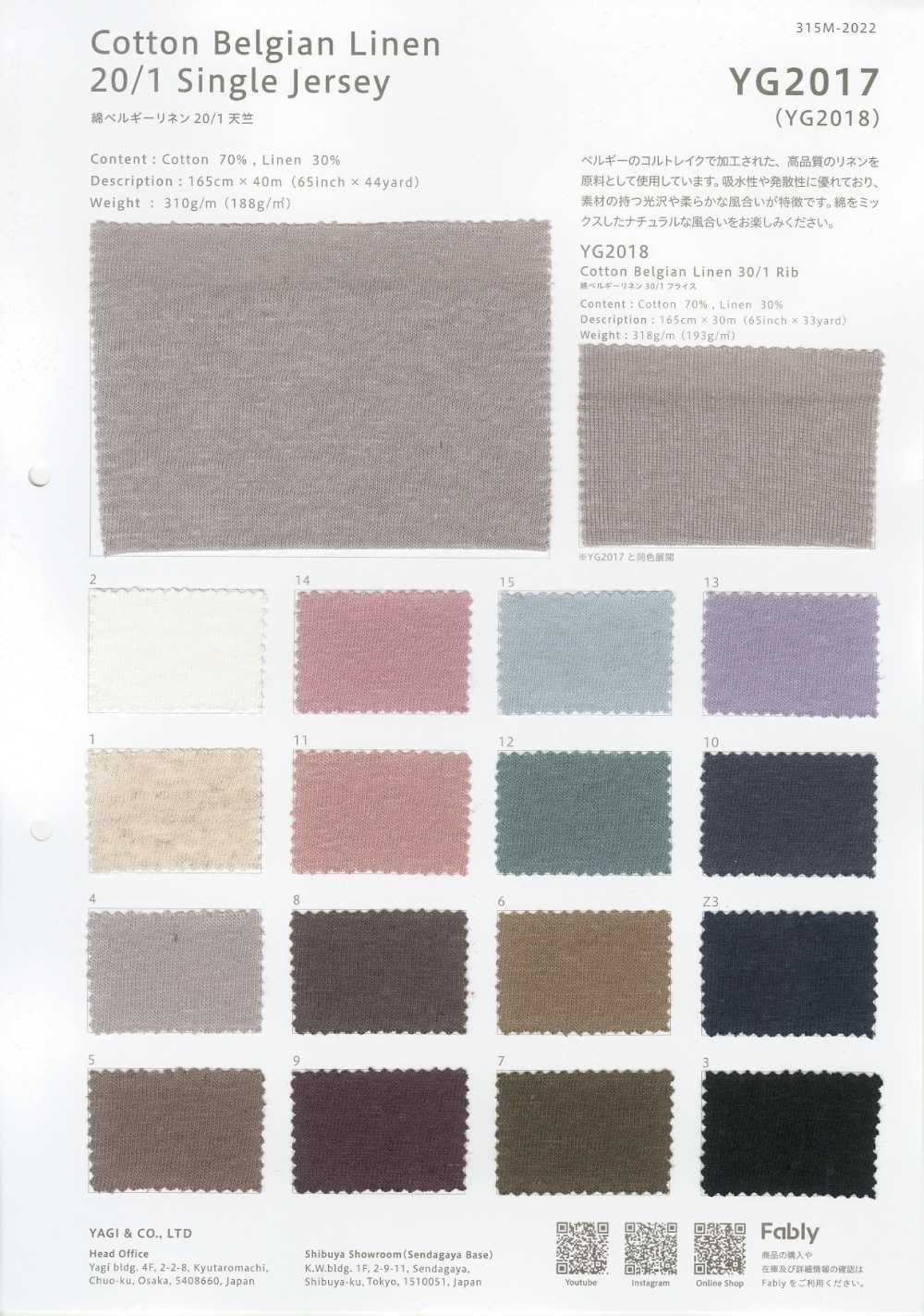 YG2017 Cotton/Belgian Linen 20/-T- Jersey[Textile / Fabric] YAGI