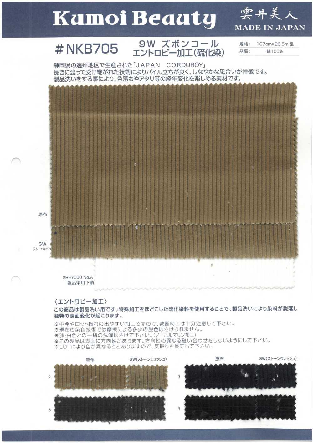 NKB705 9W Trousers Corduroy Entropy Processing (Sulfide Dyeing)[Textile / Fabric] Kumoi Beauty (Chubu Velveteen Corduroy)