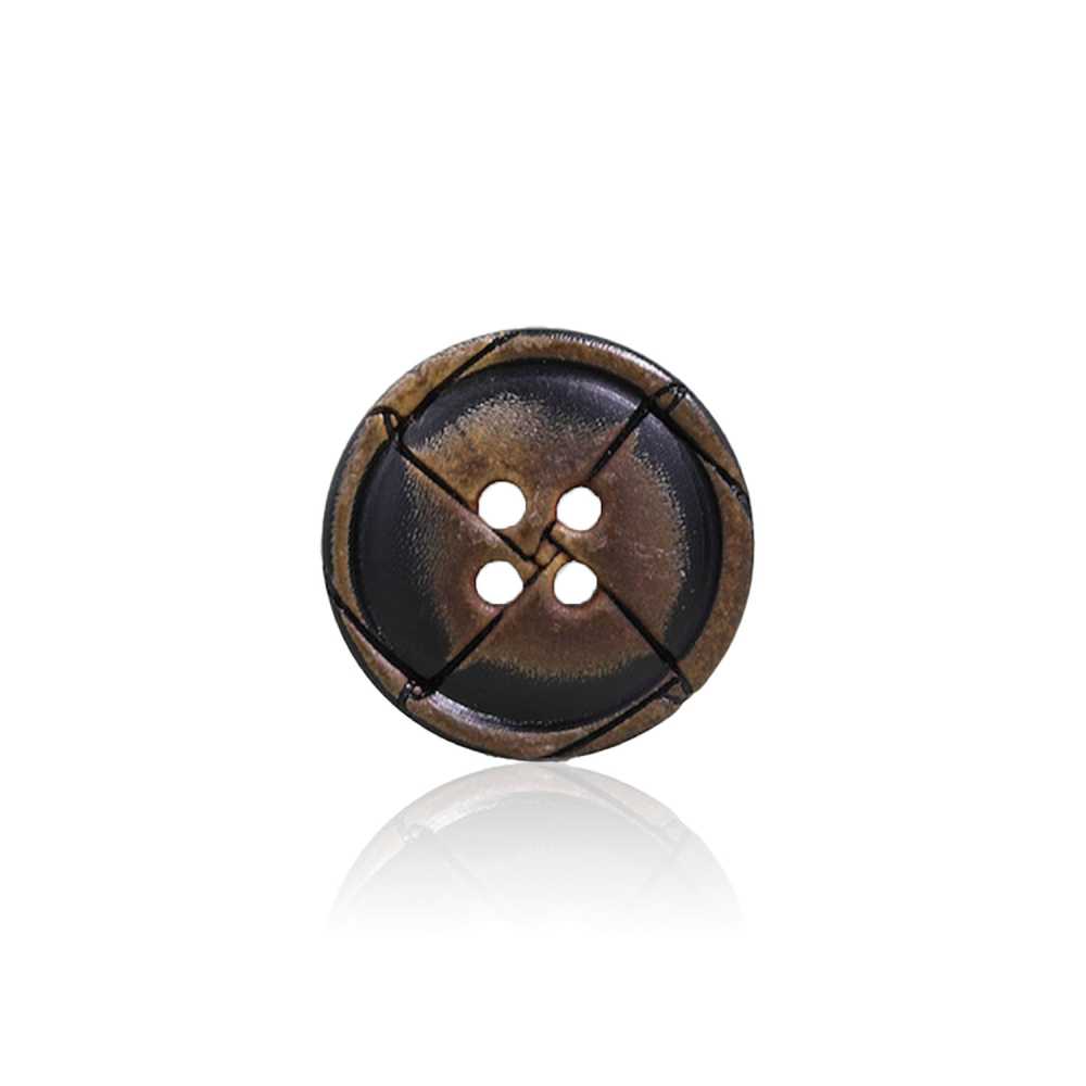 HB390 Real Buffalo Horn Button With 4 Holes On The Front IRIS