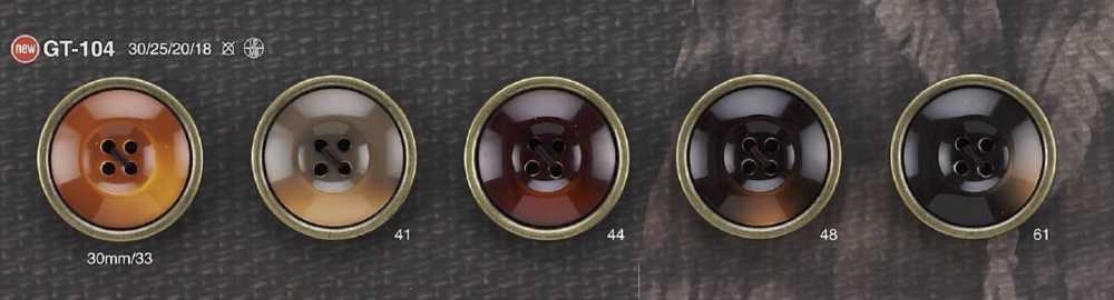 GT104 Polyester Resin/brass 4-hole Button IRIS