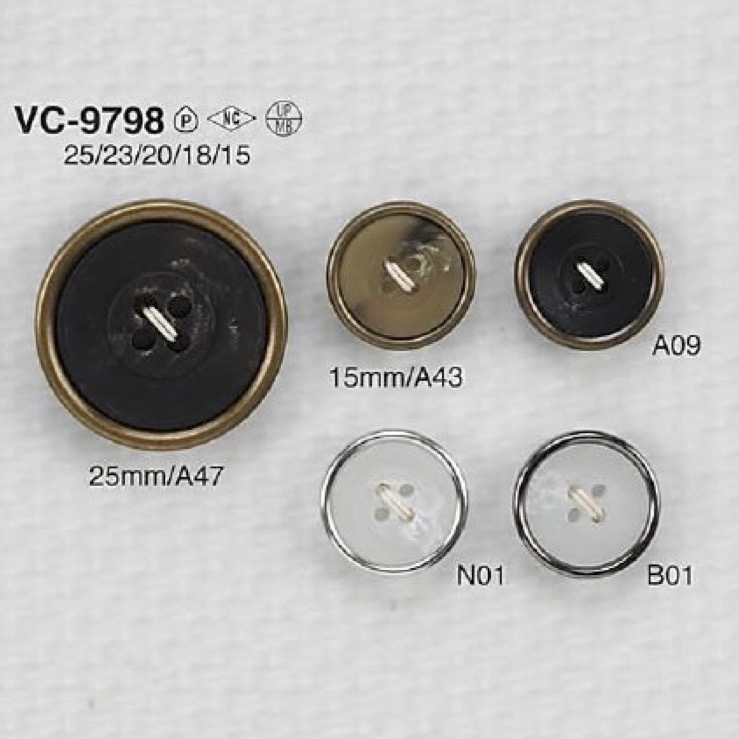 VC9798 Polyester Resin/brass 4-hole Button IRIS