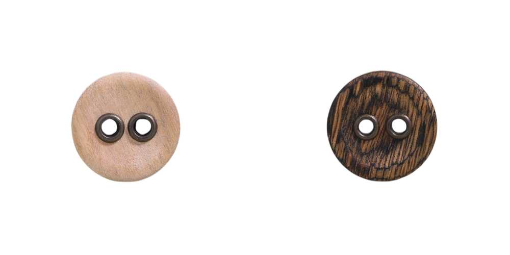 OW7400 Wood/ Wood, Plywood/brass Two-hole Button IRIS