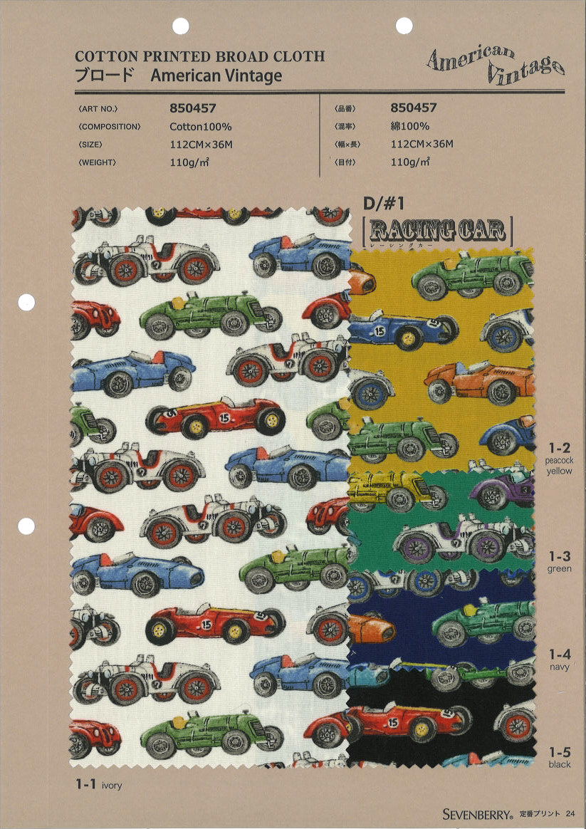 850457 Broadcloth American Vintage Racing Car[Textile / Fabric] VANCET