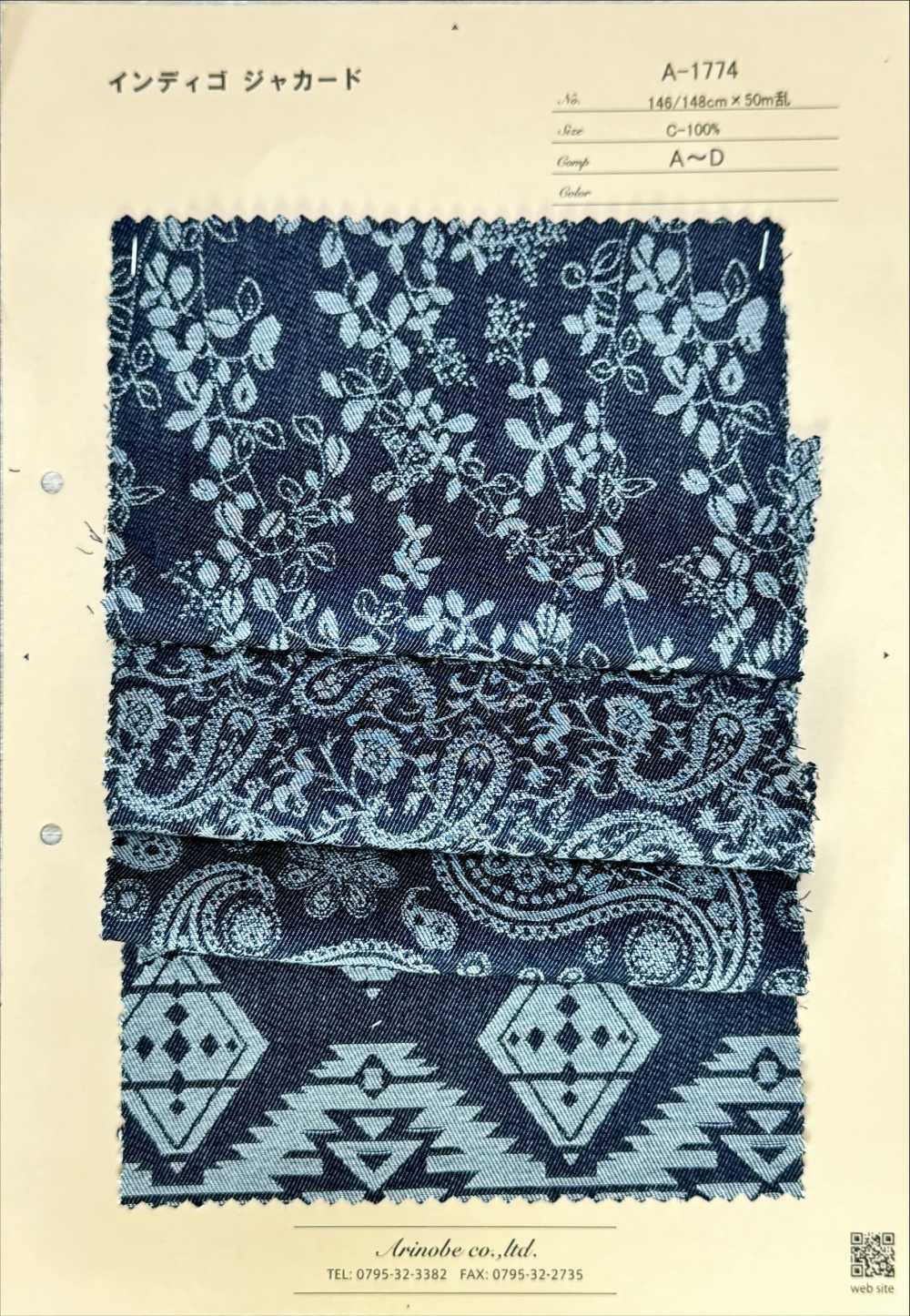 A-1774 Indigo Jacquard[Textile / Fabric] ARINOBE CO., LTD.