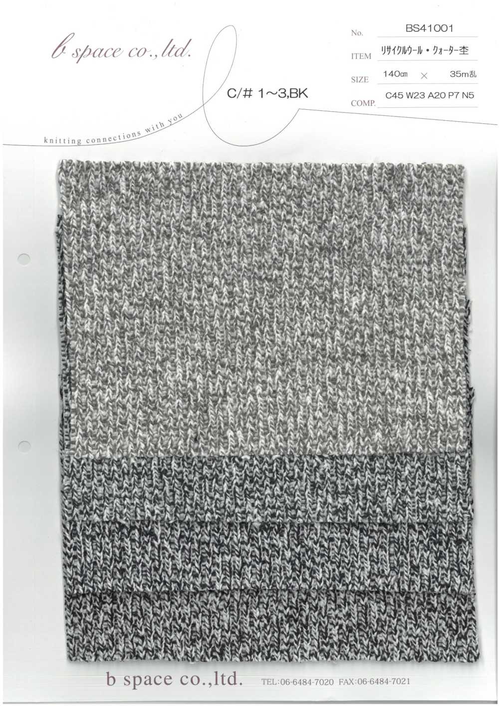 BS41001 Recycled Wool Quarter Knit[Textile / Fabric] Base Space