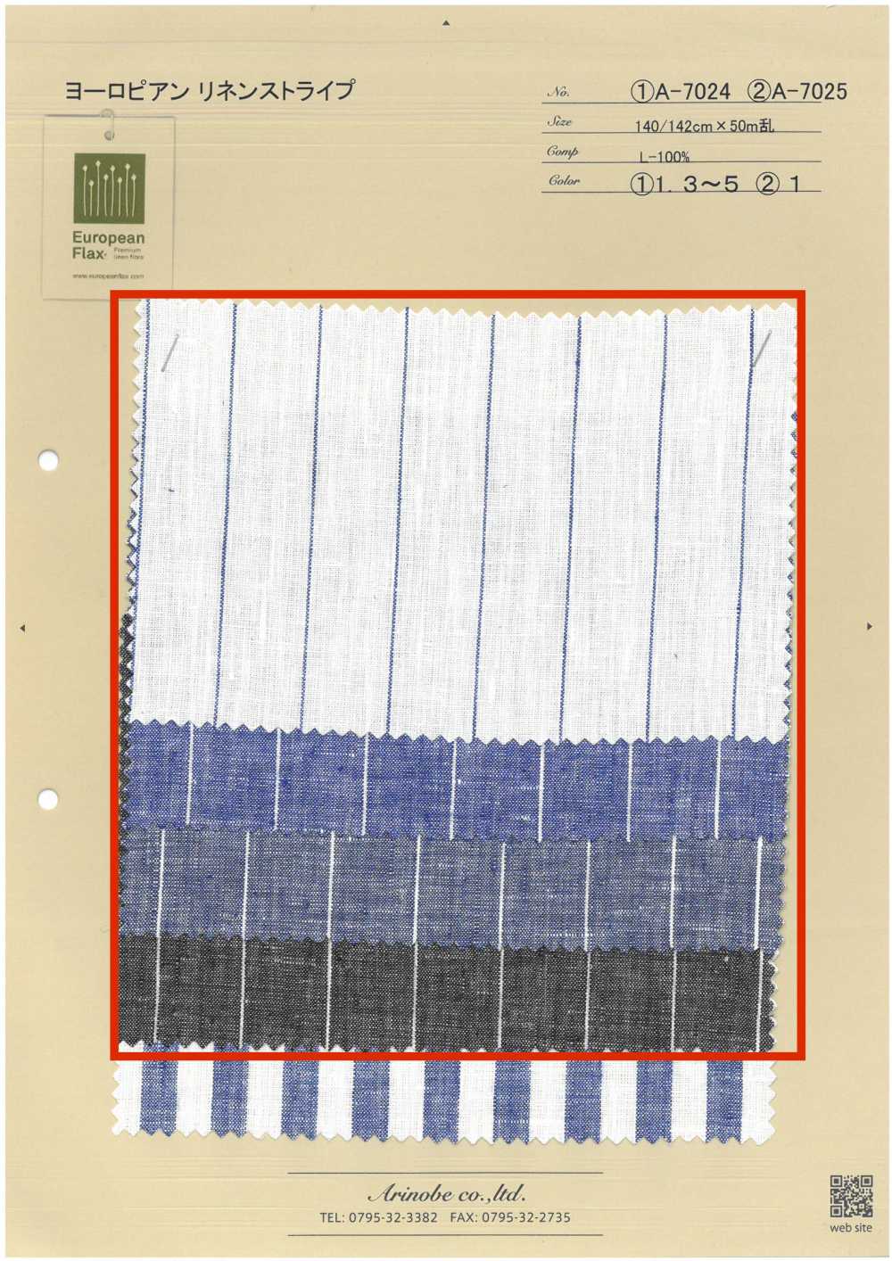 A-7024 European Linen Stripes[Textile / Fabric] ARINOBE CO., LTD.