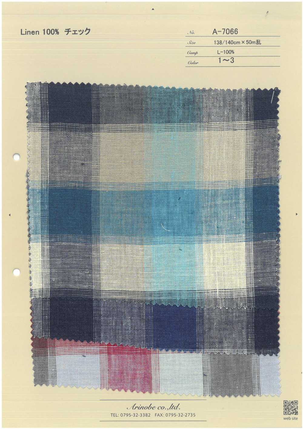 A-7066 Linen 100% Check[Textile / Fabric] ARINOBE CO., LTD.