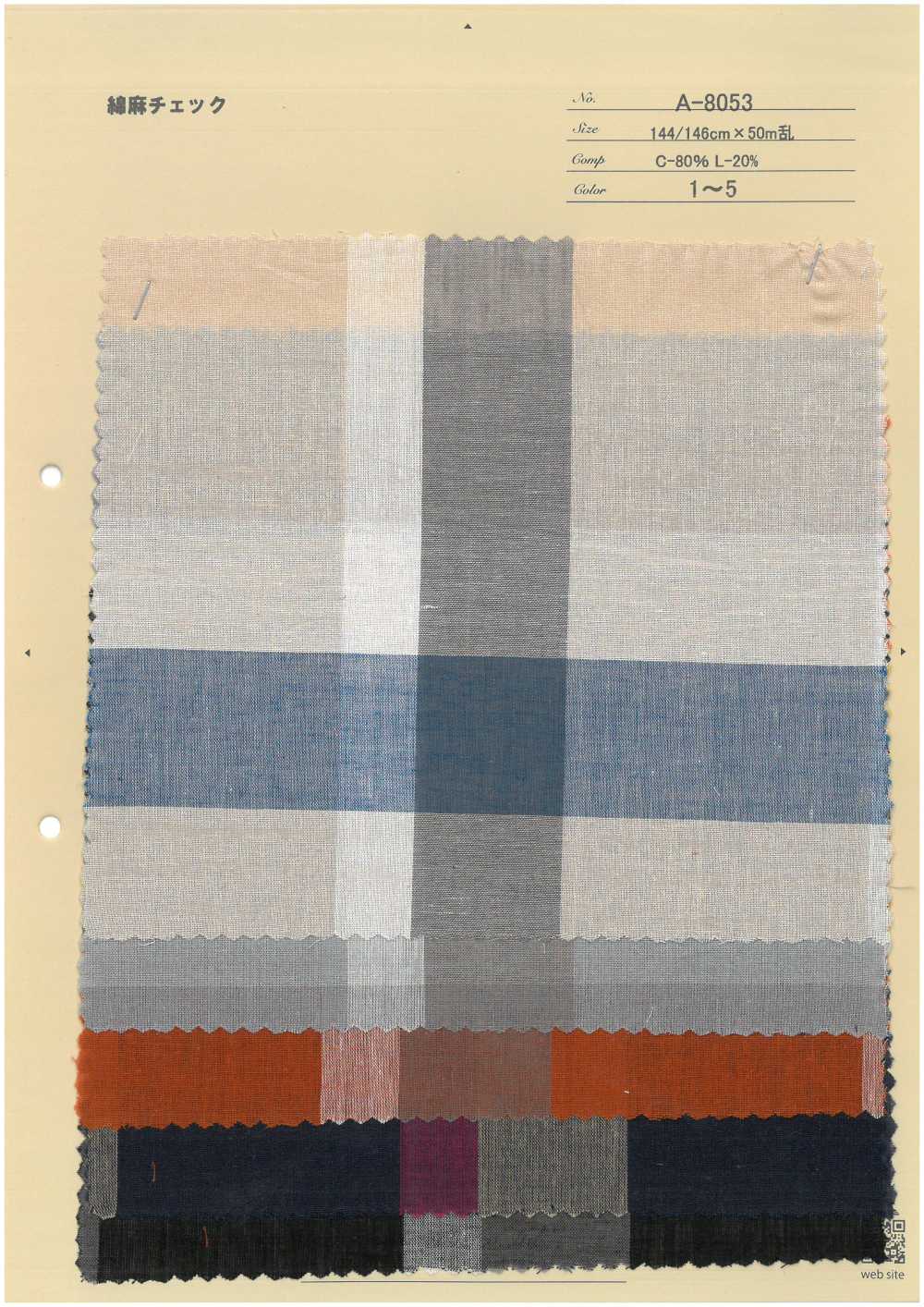 A-8053 Linen Check[Textile / Fabric] ARINOBE CO., LTD.