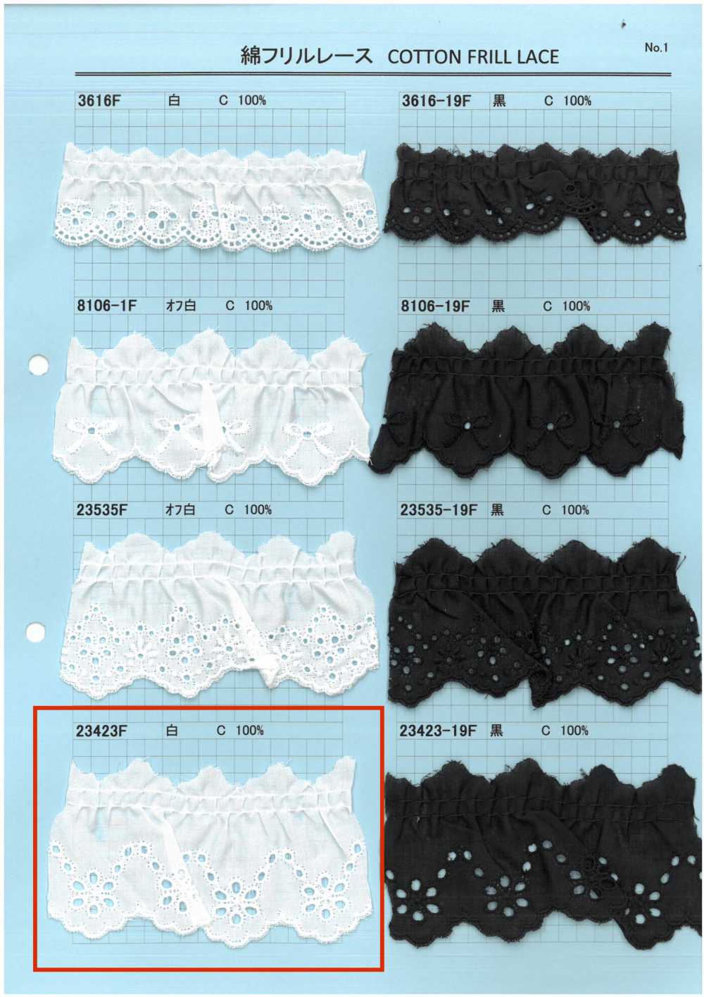 23423F Cotton Ruffle Lace Kyowa Lace